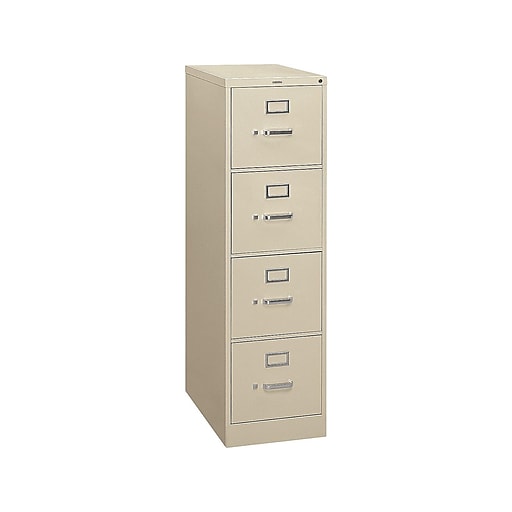 hon s380 4-drawer vertical file cabinet, locking, letter, putty, 26.5"d  (hs384pl)
