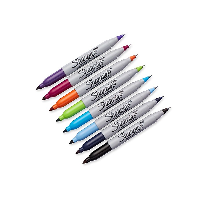 Sharpie Permanent Markers, Twin Tip, Assorted, 8/Pack (33861