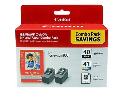 Canon 40/41 Black and Color Standard Yield Ink Cartridge, 2/Pack with Photo Paper Value Pack   (0615B009) Sansujyuku sansujyuku.com