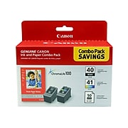 Canon PG-40/CL-41 Combo Black/Color Ink Cartridges, Photo Paper Value Pack (0615B009)