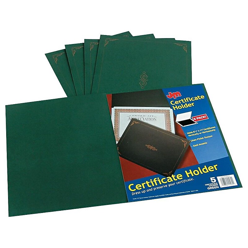 Oxford Certificate Holders, 8.75" x 11.25", Hunter Green, 5/Pack (29900605BGD) image 1