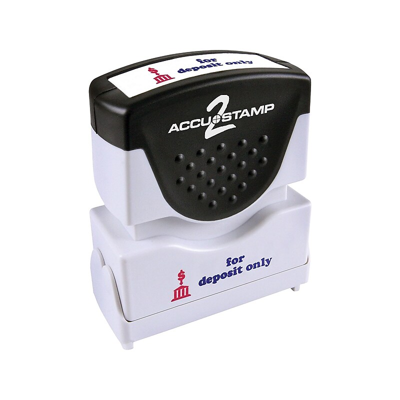 Accu-Stamp 2 Pre-Inked Rectangle Stamp, For Deposit Only, Blue/Red Ink (035523) image 1