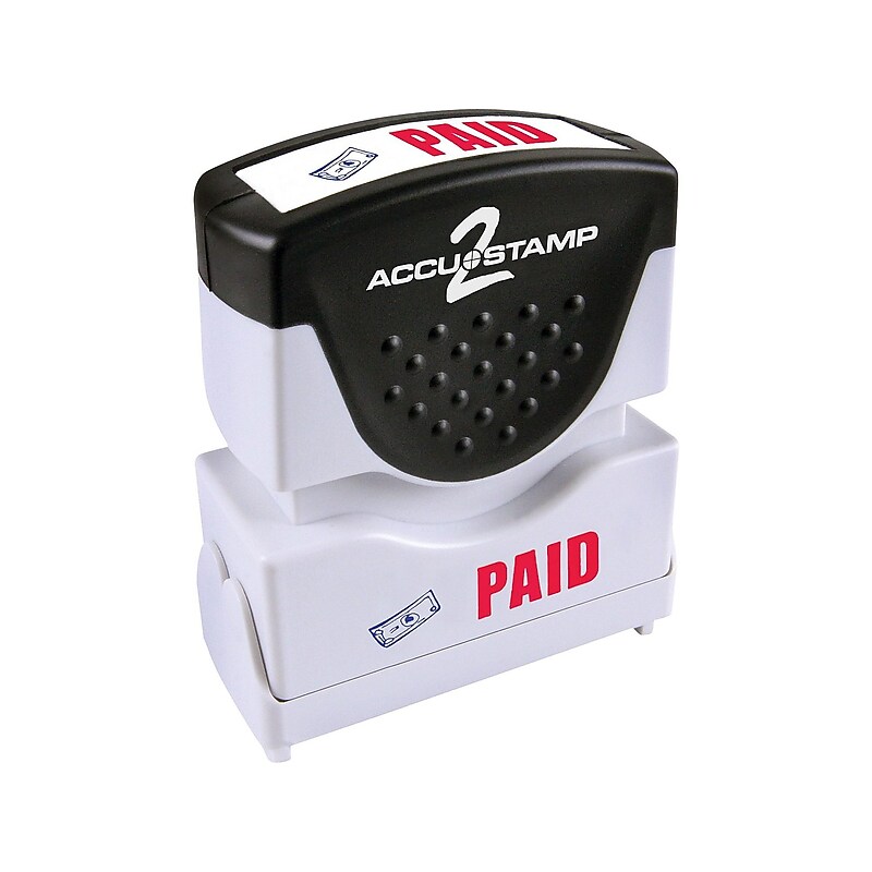 Accu-Stamp 2 Pre-Inked Rectangle Stamp, PAID, Blue/Red Ink (035535) image 1