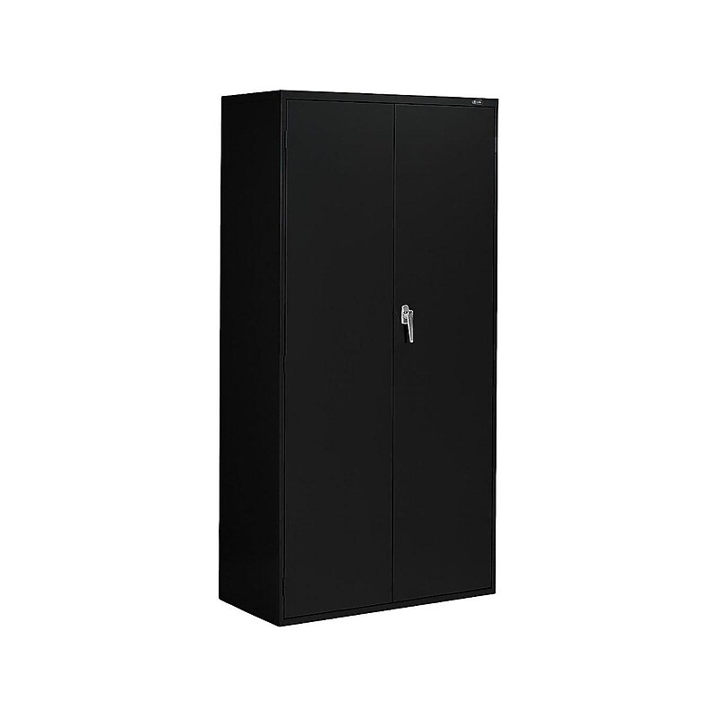 Global 9300 72" Steel Storage Cabinet with 4 Shelves, Black (9336-S72L-BLK) image 1
