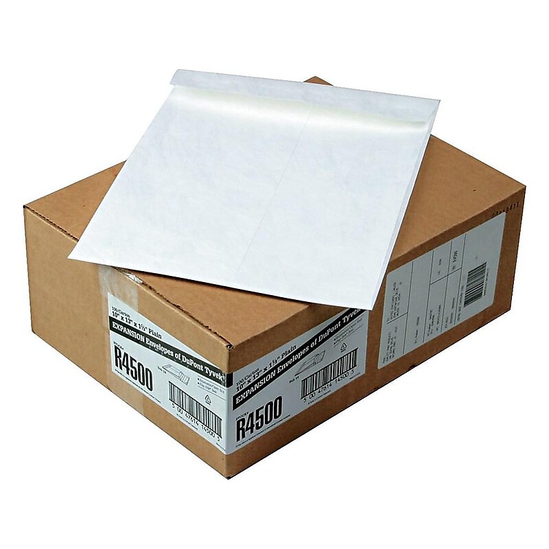 Quality Park Survivor Tyvek Expansion Self Seal Catalog Envelopes, 10" x 13", White, 100/Carton (QUAR4500) image 1