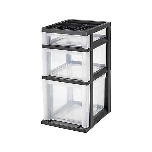 Iris 3-Drawer Organizer, Plastic, Black (115026/115027) | Staples