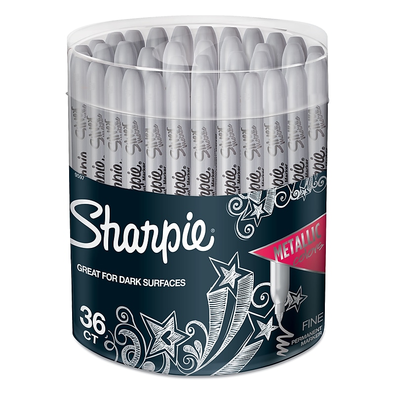 Sharpie Permanent Marker, Fine Tip, Metallic Silver, 36/Pack (9597) image 1