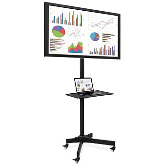 Mount-It! Metal Pedestal TV Stand, Screens up to 55", Black (MI-1876)