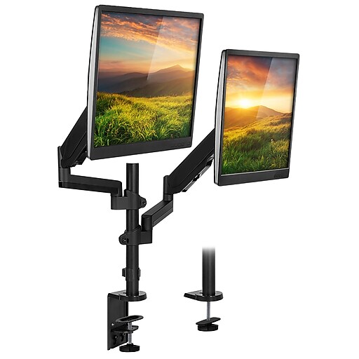 MountIt! Dual Monitor Arm Desk Mount for 19" to 32" Monitors, Black