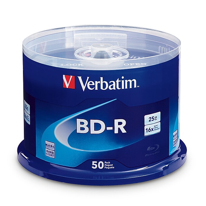 Verbatim 98397 16x Blu-Ray, White, 50/Pack | Staples