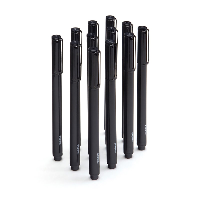 Poppin Black Signature Ballpoint Pen, Black Ink, Set of 100 (104600) image 1