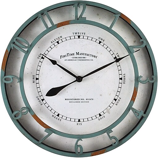 Shop Staples for FirsTime® Timeworn Aqua 11" Wall Clock (40175)