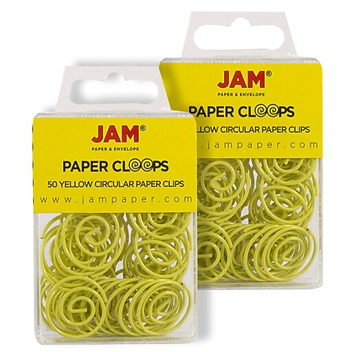 JAM Paper® Colored Circular Paper Clips, Round Paperclips, Yellow, 2