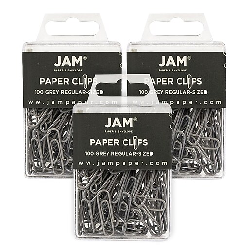 JAM Paper Small Paper Clips, Grey, 3 Packs of 100 (21830626B) Staples
