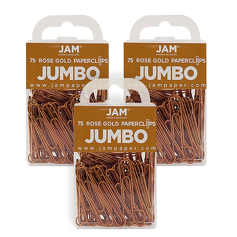 JAM Paper Jumbo Paper Clip, Rose Gold, 3 Packs of 75 (21832059B) image 1