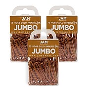 JAM Paper Jumbo Smooth Paper Clip, Rose Gold, 3/Pack (21832059B)