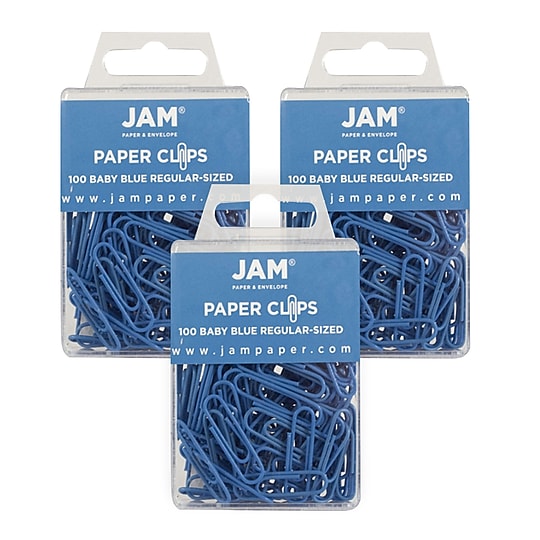JAM Paper Small Paper Clips, Baby Blue, 3 Packs of 100 (221819033B)~#|#~sp49917621_sc7
