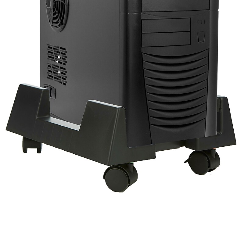 Mind Reader Small CPU Holder with Wheels, Adjustable Width Mobile Stand, Lockable Wheels, Black (TCPU-BLK) image 1