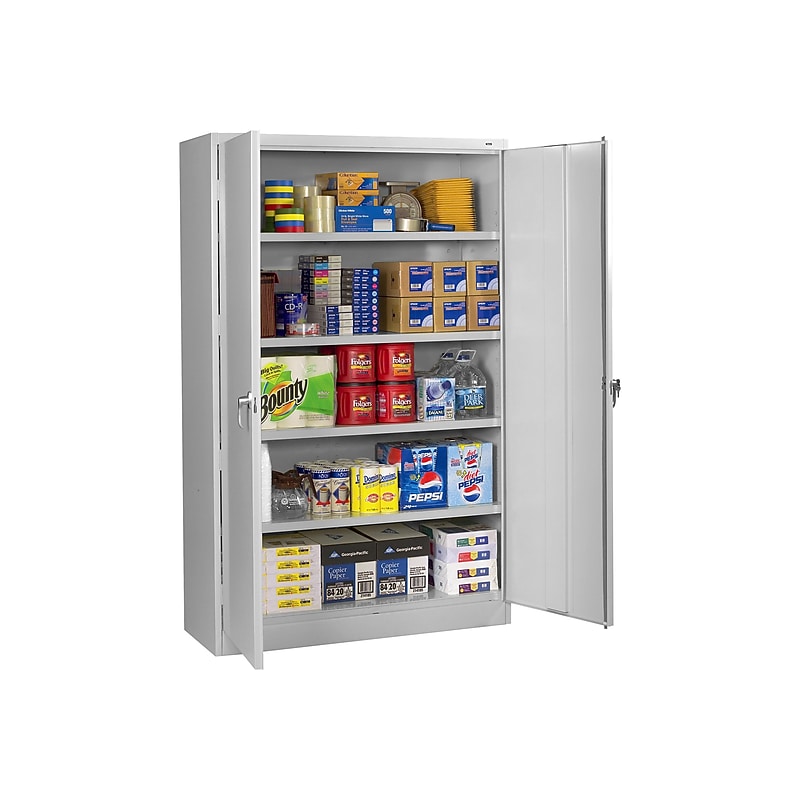Tennsco Jumbo 78" Steel Storage Cabinet with 4 Shelves, Light Gray (J2478SU-LGY) image 1
