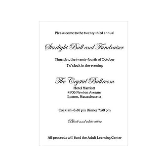 Great Papers 5.5"W x 7.75"H Plain Borders Invitations, White, 100/Pack