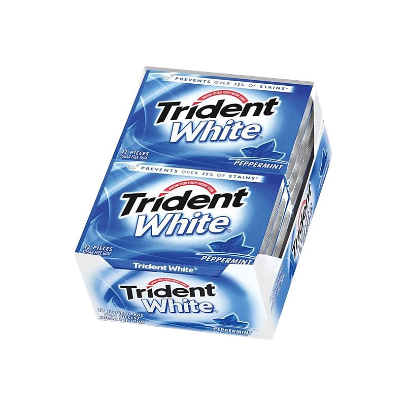 Trident White Sugar Free Peppermint Gum, 12 Pieces/Pack, 9/Packs (VAM05124) image 1