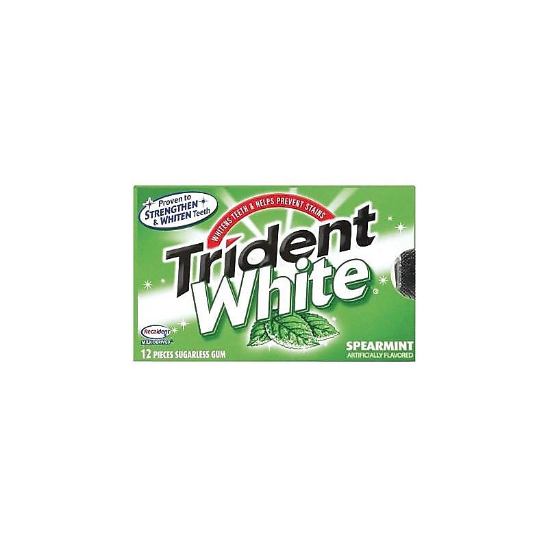 Trident White Sugar Free White Spearmint Gum, 16 Pieces/Pack, 9/Packs (VAM05125) image 1