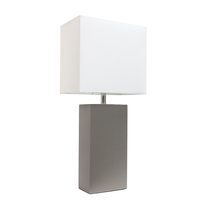 Elegant Designs Incandescent Leather Table Lamp, Gray (LT1025-GRY) image 1
