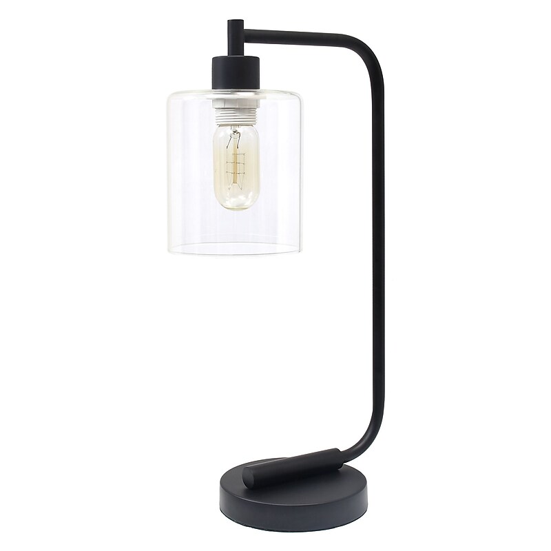Simple Designs Bronson Antique Style Industrial Iron Lantern Desk Lamp with Glass Shade, Black (2637380) image 1