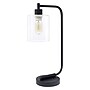 Simple Designs Bronson Antique Style Industrial Iron Lantern Desk Lamp with Glass Shade, Black (2637380)~#|#~sp5064685_sc7