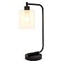 Simple Designs Bronson Antique Style Industrial Iron Lantern Desk Lamp with Glass Shade, Black (2637380)~#|#~sp5064727_sc7