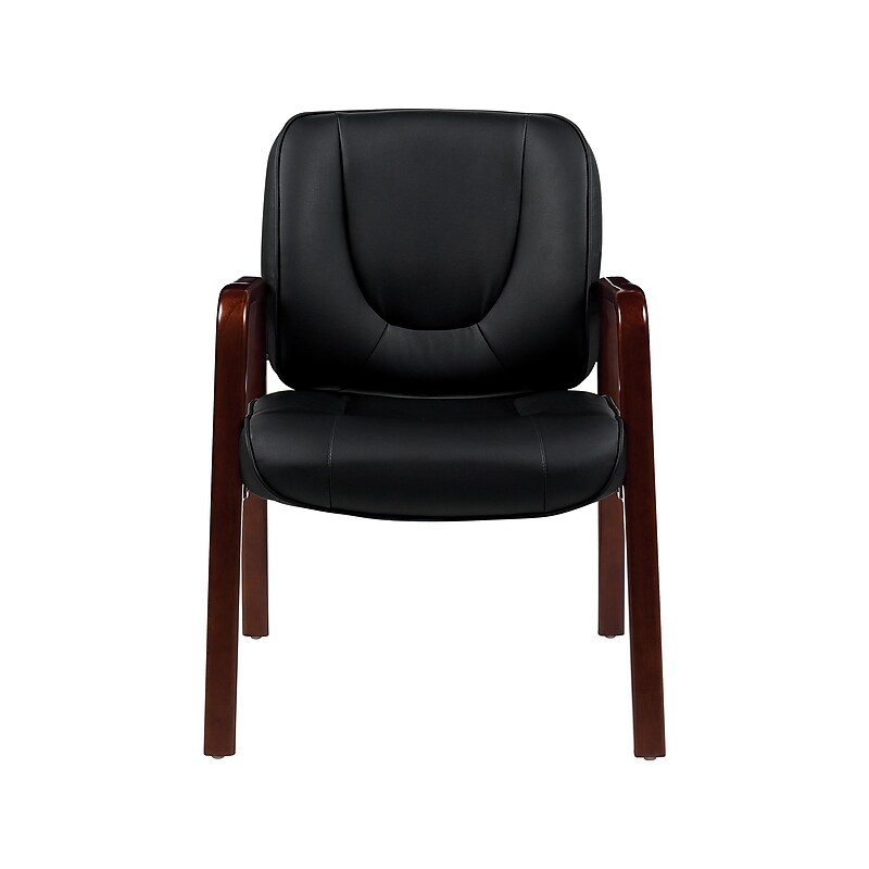 Offices To Go Luxhide Faux Leather Guest Chair, Black/Cordovan (OTG11770BCX) image 1