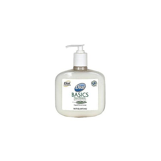 Dial® Basics Hypoallergenic Liquid Hand Soap, Honeysuckle, 16 oz., 12