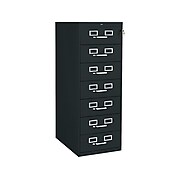 Tennsco 7-Drawer Vertical File Cabinet, Locking, Specialty, Black, 28" (CF-846-BLK)