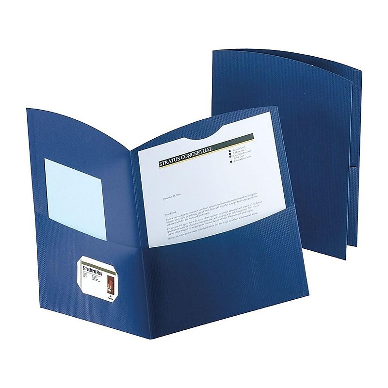 Duo-Tang Contour 2-Pocket Portfolio Folder, Dark Blue, 25/Box (5062523) image 1