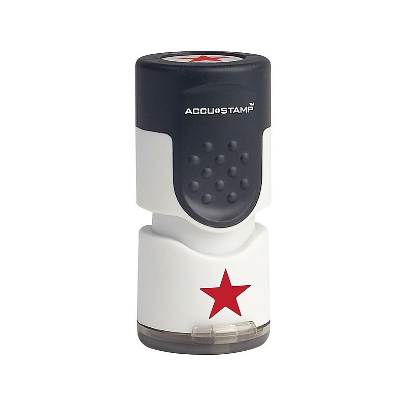 Accu-Stamp Pre-Inked Stamp, Star, Red Ink, 5/8" (030726) image 1