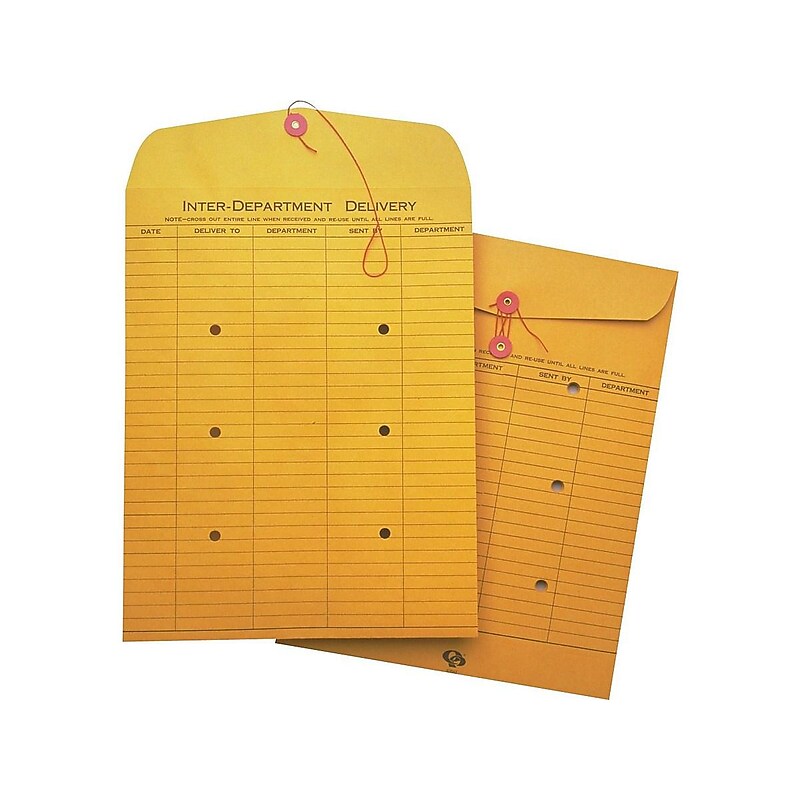 Quality Park Button & String Kraft Catalog Envelopes, 10" x 15", Brown, 100/Box (63564) image 1