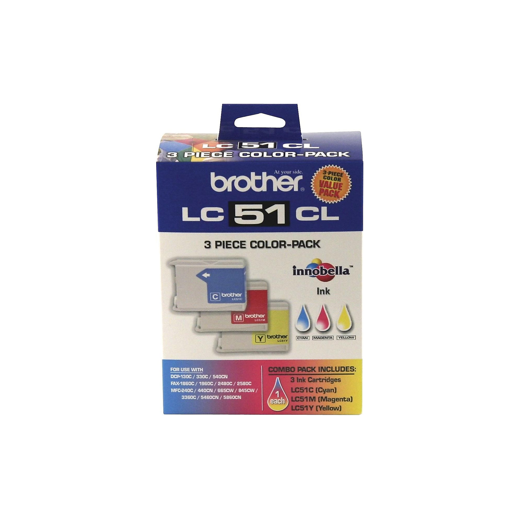 Brother LC51 Cyan/Magenta/Yellow Standard Yield Ink Cartridge, 3/Pack (LC-51CL3PK) Sansujyuku sansujyuku.com