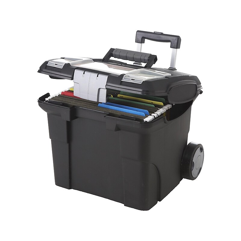 Storex Premium Plastic/Poly Mobile File Cart, Black (61507B01C) image 1