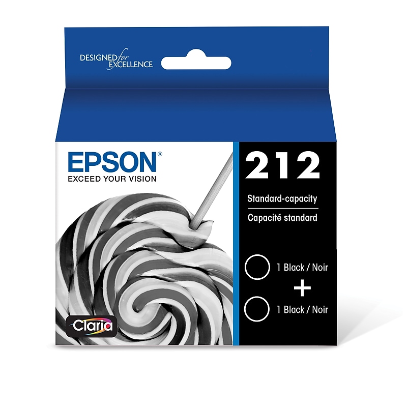 Epson T212 Black Standard Yield Ink Cartridge, 2/Pack (T212120-D2) image 1