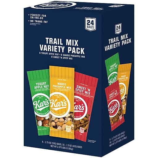 Kar's Trail Mix Variety Pack, 1.75 oz., 24 Bags/Pack (KAR08361