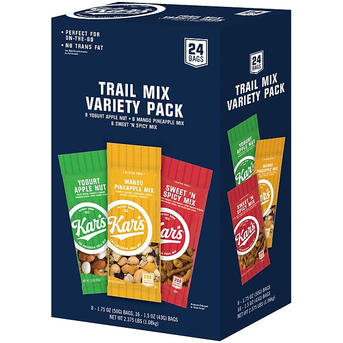 Kar's Trail Mix Variety Pack, 1.75 oz., 24 Bags/Pack (KAR08361