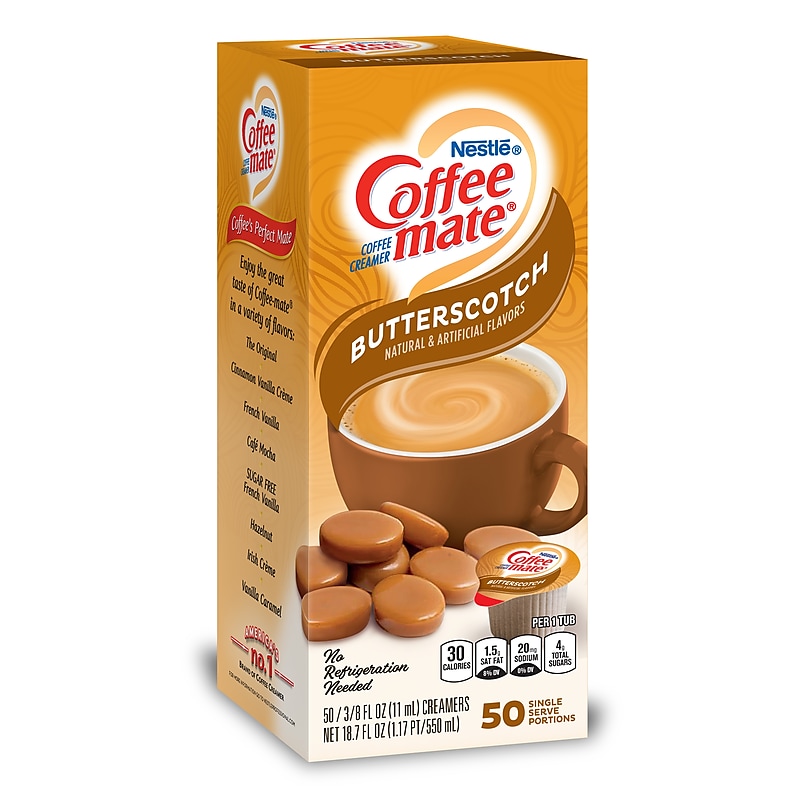 Coffee-mate Single Serve Butterscotch Liquid Creamer, 0.38 oz., 50/Box (NES68613) image 1