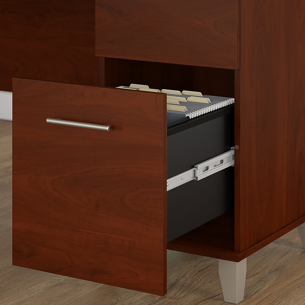 Open lower drawer showing metal slides