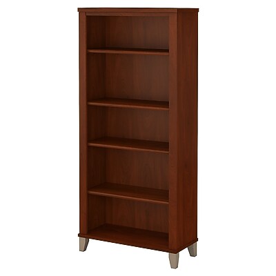Bush Furniture Somerset 65" 5-Shelf Bookcase with Adjustable Shelves, Hansen Cherry Laminate (WC81765)
