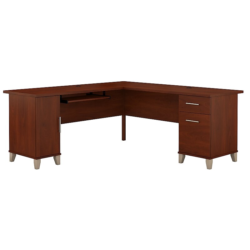 Bush Furniture Somerset 72"W L Shaped Desk with Storage, Hansen Cherry (WC81710K) image 1