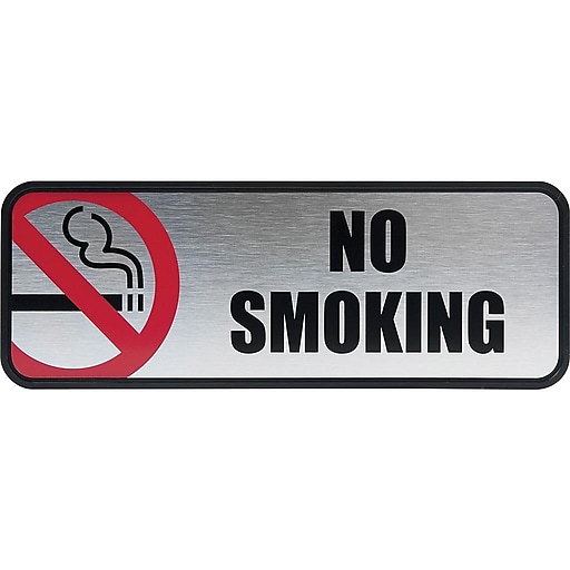 Cosco Brush Metal Office Sign No Smoking 9 x 3 Silver/Red 098207 