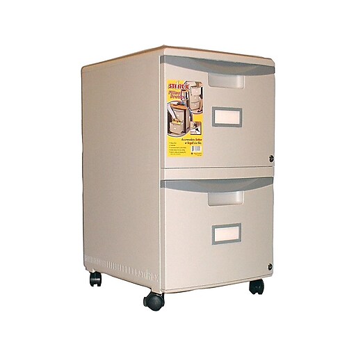 18.25 x 14.75 x 26 Storex 2-Drawer Mobile File Cabinet with Lock Legal/Letter 