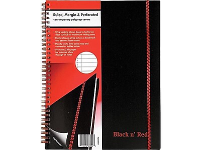 Black n' Red 8-1/2 x 11 Poly Twinwire Notebook - Margin Rule - 70