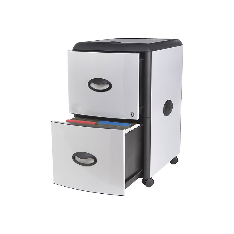 Storex Deluxe 2-Drawer Mobile Vertical File Cabinet, Letter Size, Lockable, 23"H x 15"W x 19"D, Metal (61352U01C) image 1