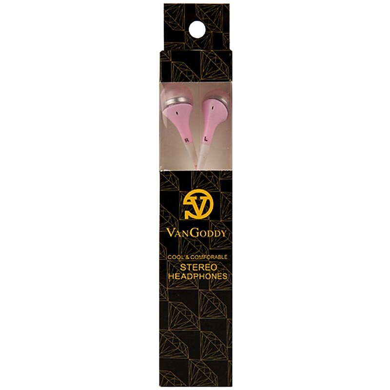 Vangoddy Deluxe Stereo Hands-free Earbud Headset 3.5mm with MIC, Pink, 5/Pack (000000369) image 1